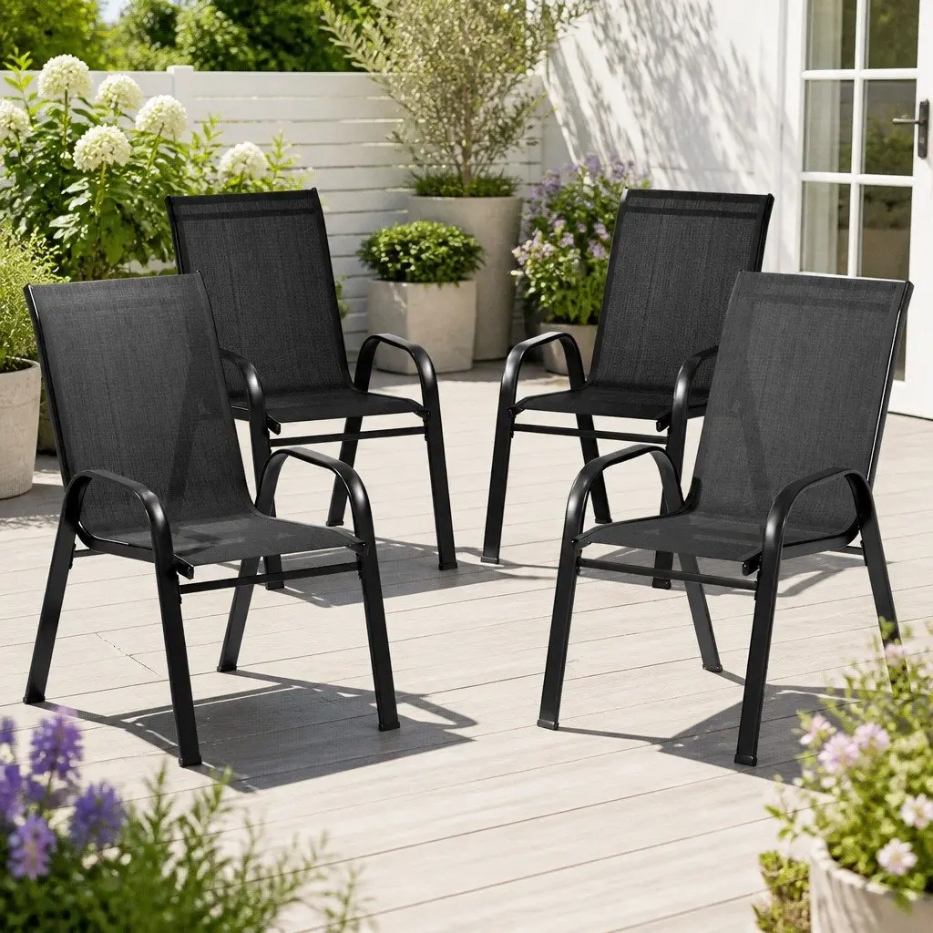 Stackable Outdoor Dining Chairs, 4PC Set