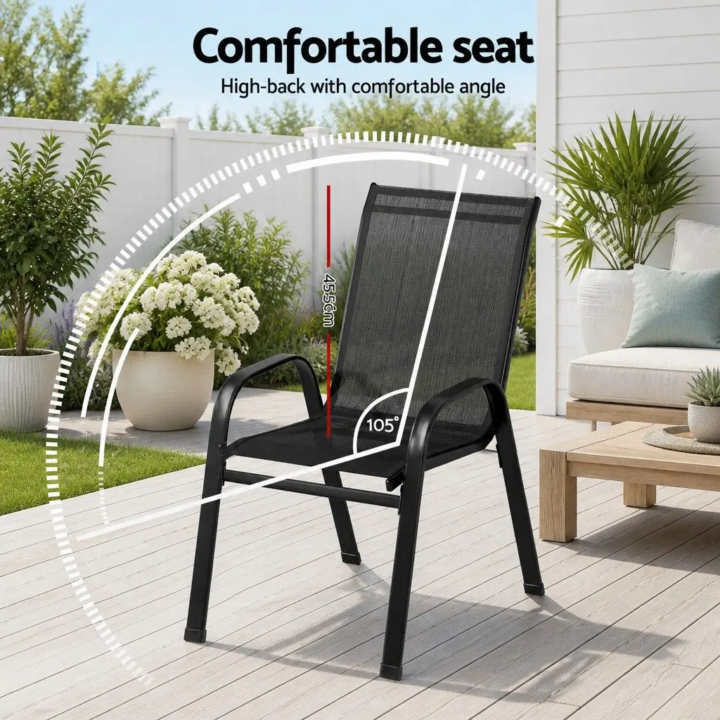 Stackable Outdoor Dining Chairs, 4PC Set