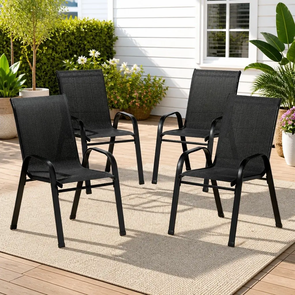 Stackable Outdoor Dining Chairs, 4PC Set