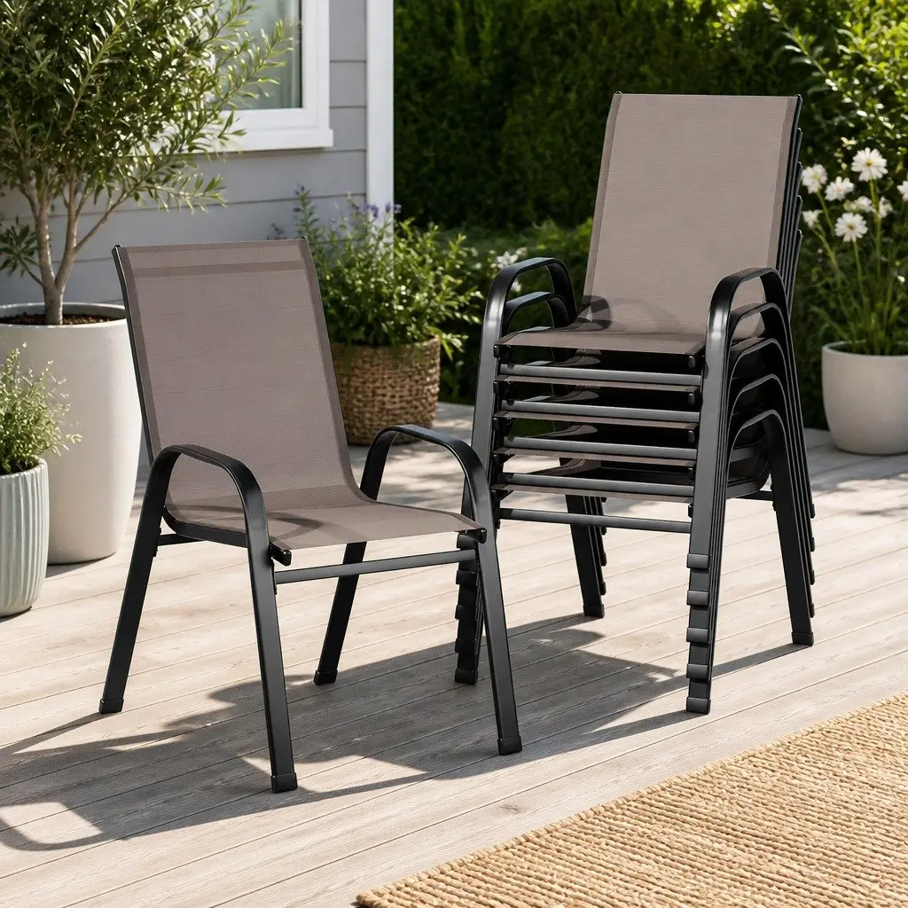6-Piece Stackable Outdoor Dining Chairs Set
