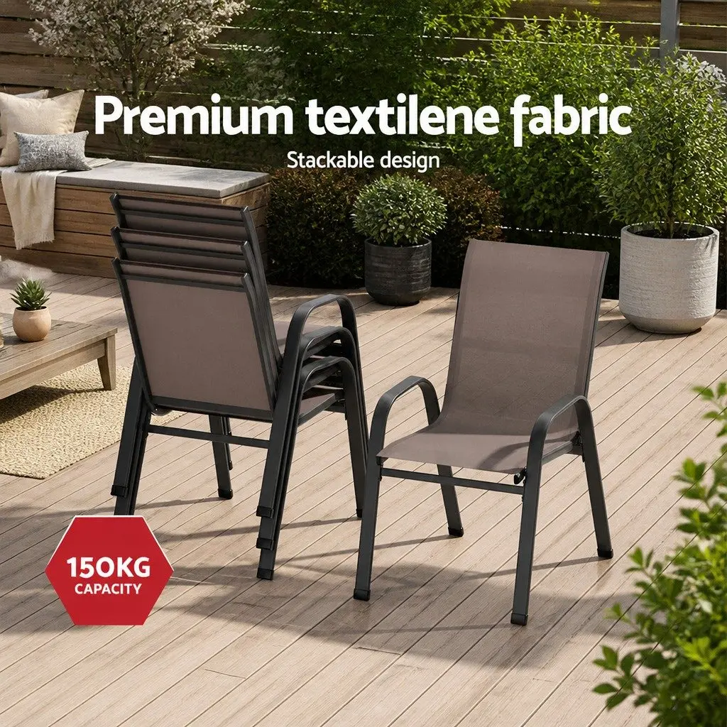 6-Piece Stackable Outdoor Dining Chairs Set
