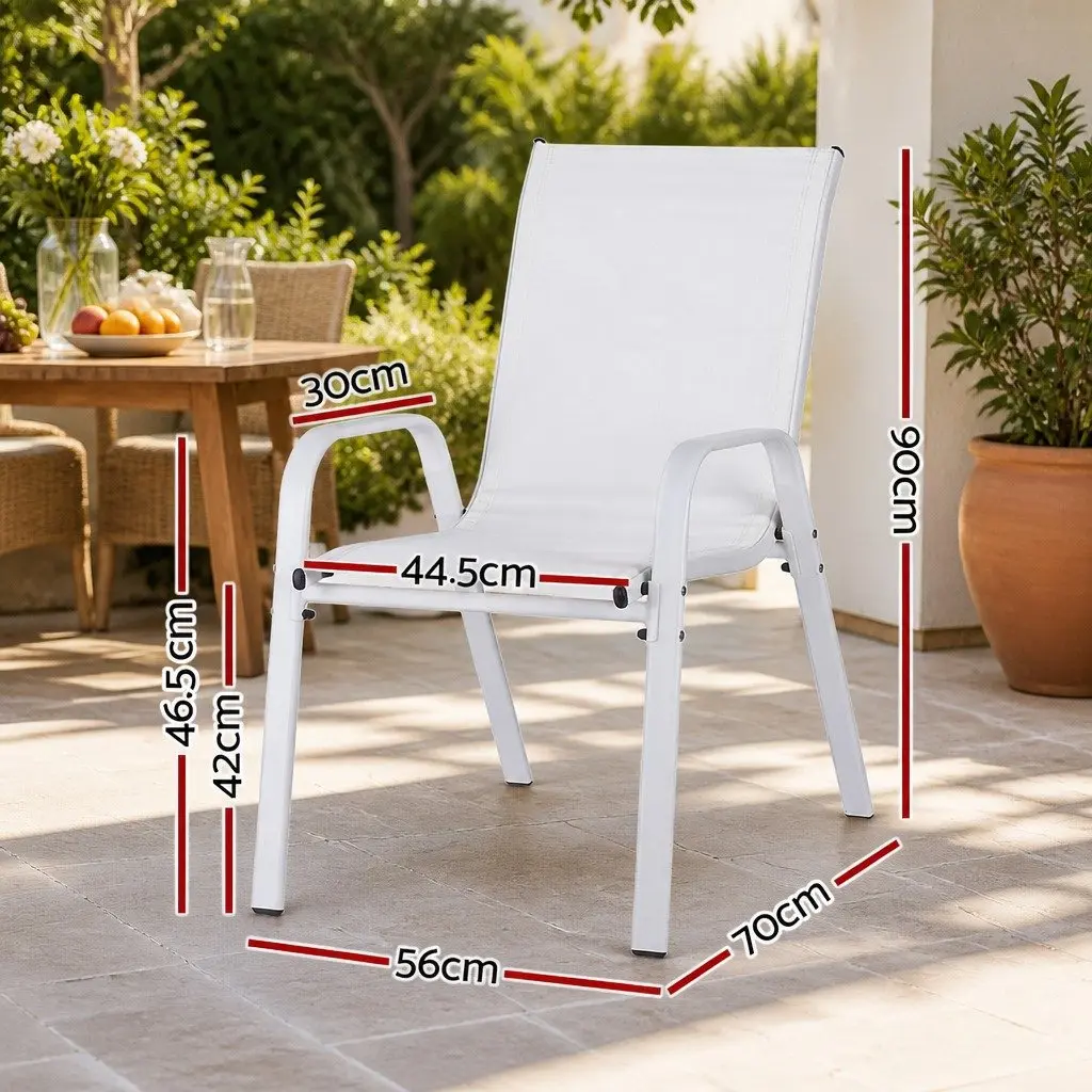 4-Piece Stackable Outdoor Dining Chairs in White