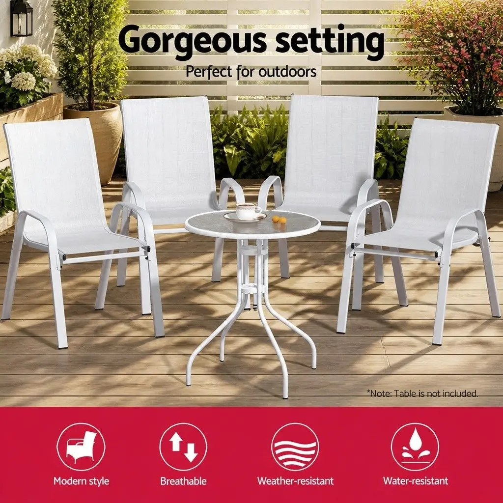 4-Piece Stackable Outdoor Dining Chairs in White