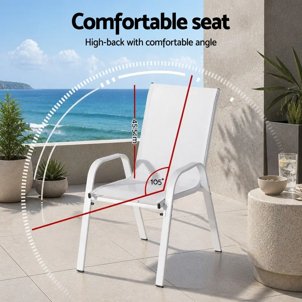 4-Piece Stackable Outdoor Dining Chairs in White