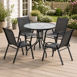 5 Piece Outdoor Dining Set with Stackable Chairs