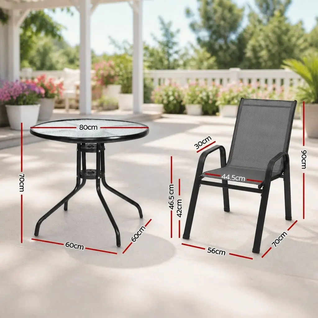 5 Piece Outdoor Dining Set with Stackable Chairs