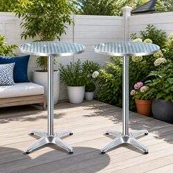 Durable Outdoor Bar Table Set of 2 with Adjustable Heights