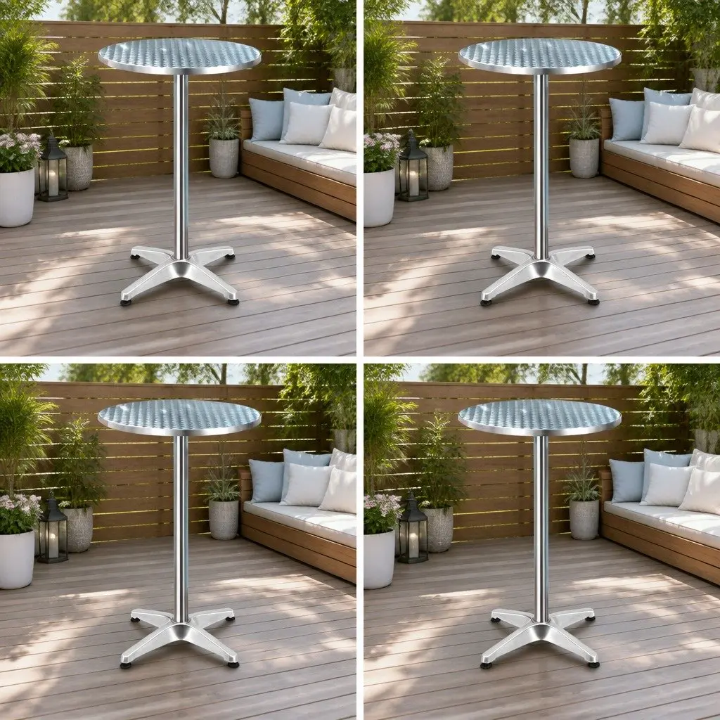 Set of 4 Adjustable Round Outdoor Bar Tables