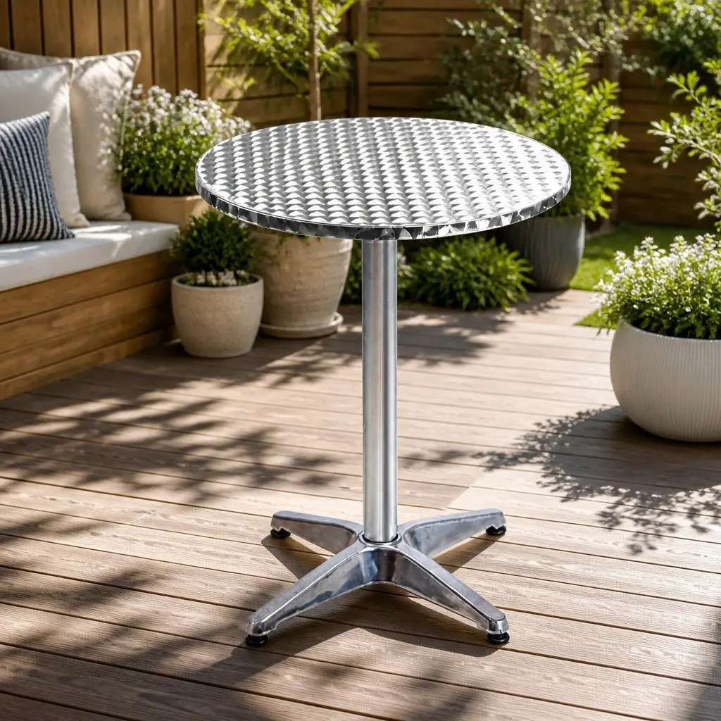 Set of 4 Adjustable Round Outdoor Bar Tables