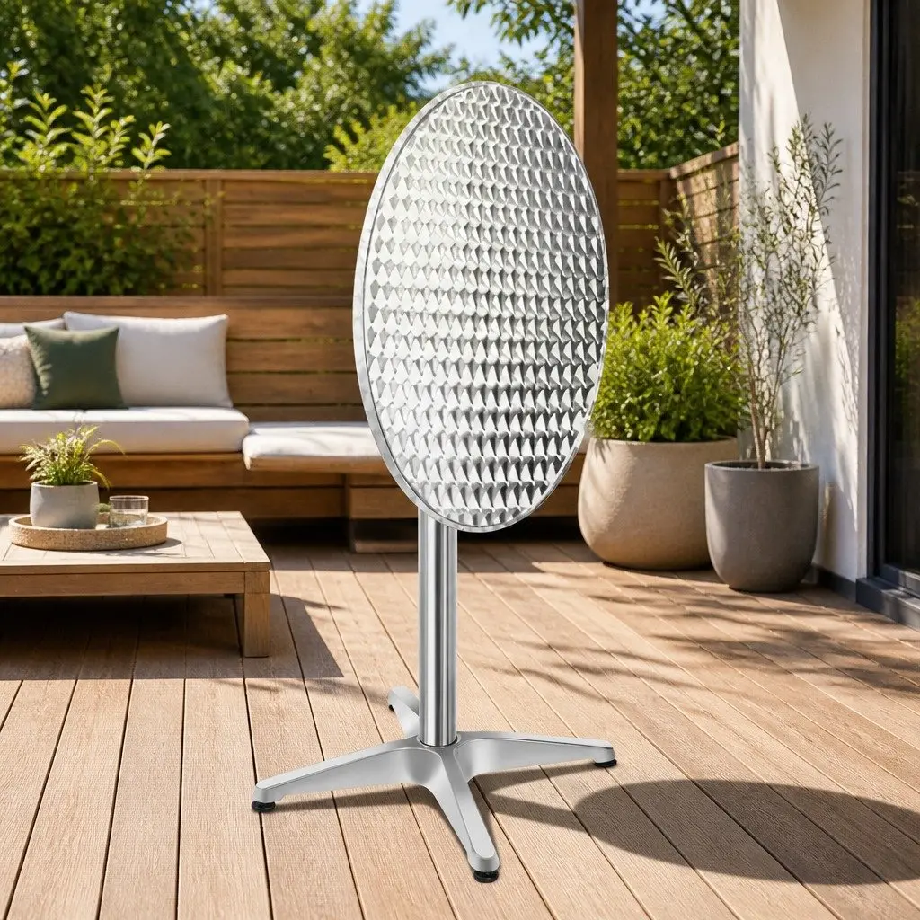 Set of 4 Adjustable Round Outdoor Bar Tables