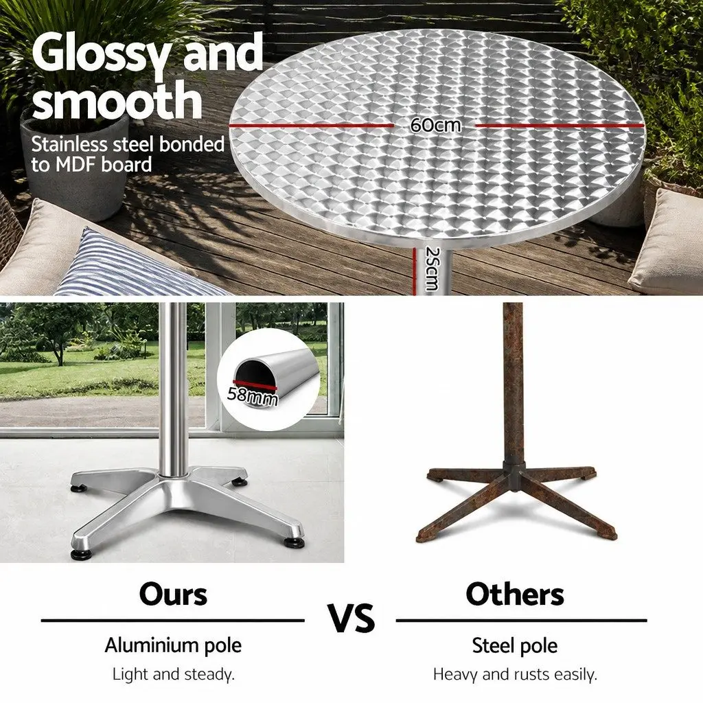 Set of 4 Adjustable Round Outdoor Bar Tables