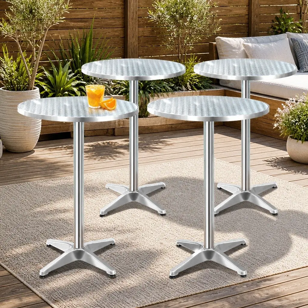 Set of 4 Adjustable Round Outdoor Bar Tables