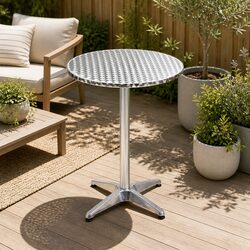 Set of 6 Round Adjustable Height Outdoor Bar Tables