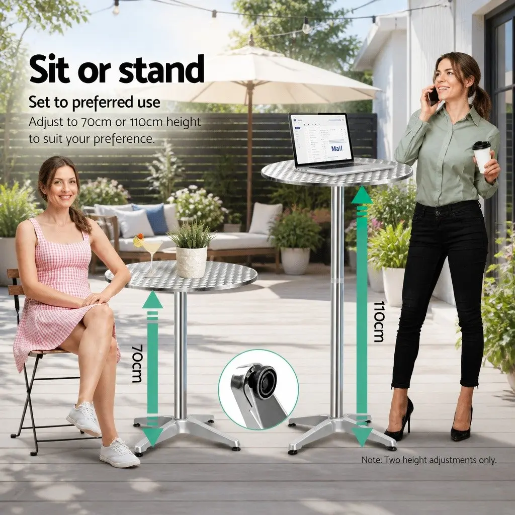 Adjustable Height Round Bar Table for Indoor/Outdoor Use