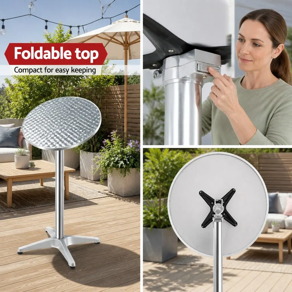 Adjustable Height Round Bar Table for Indoor/Outdoor Use