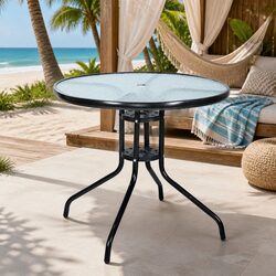 Durable Outdoor Bar Table with Tempered Glass Top