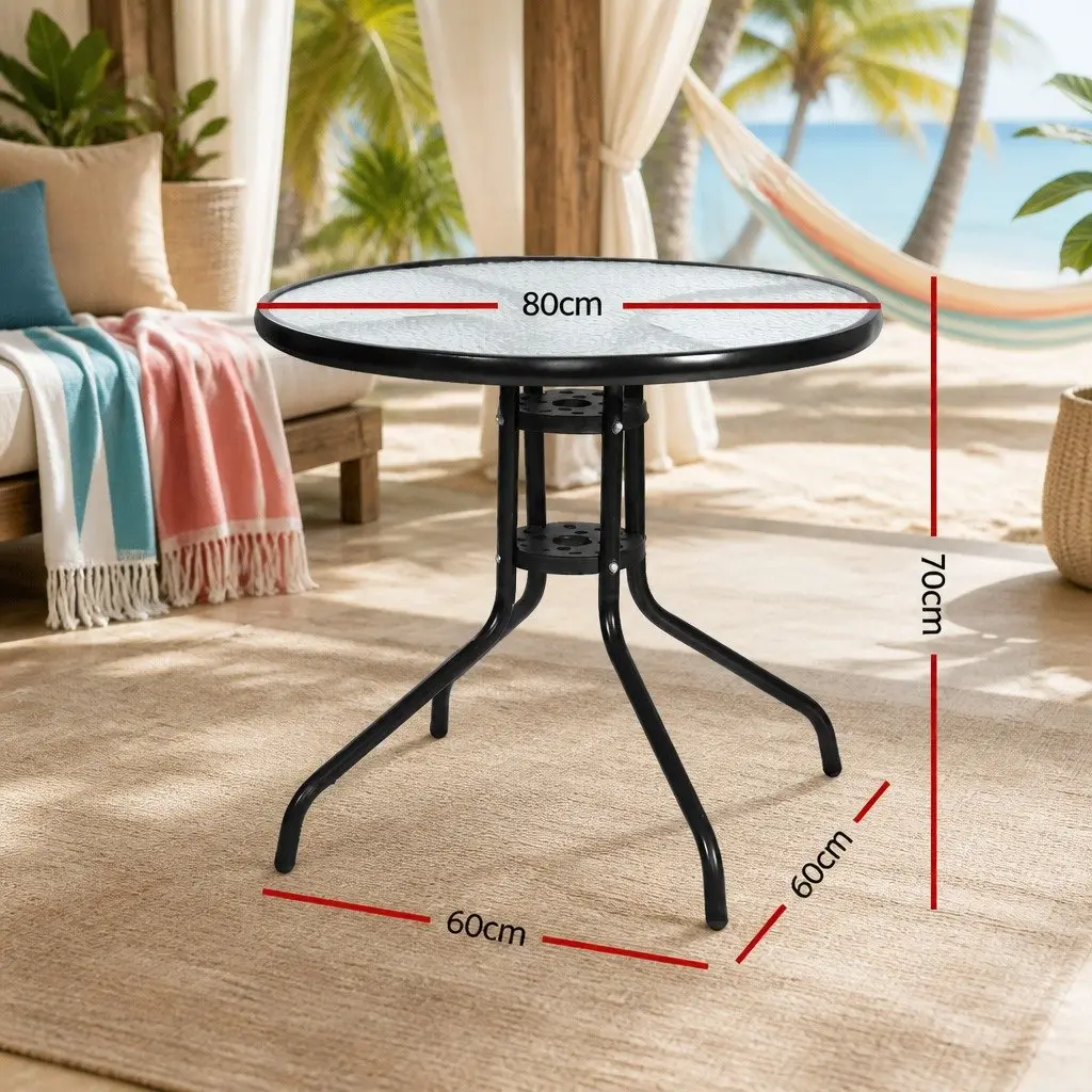Outdoor Bar Table with Tempered Glass Top