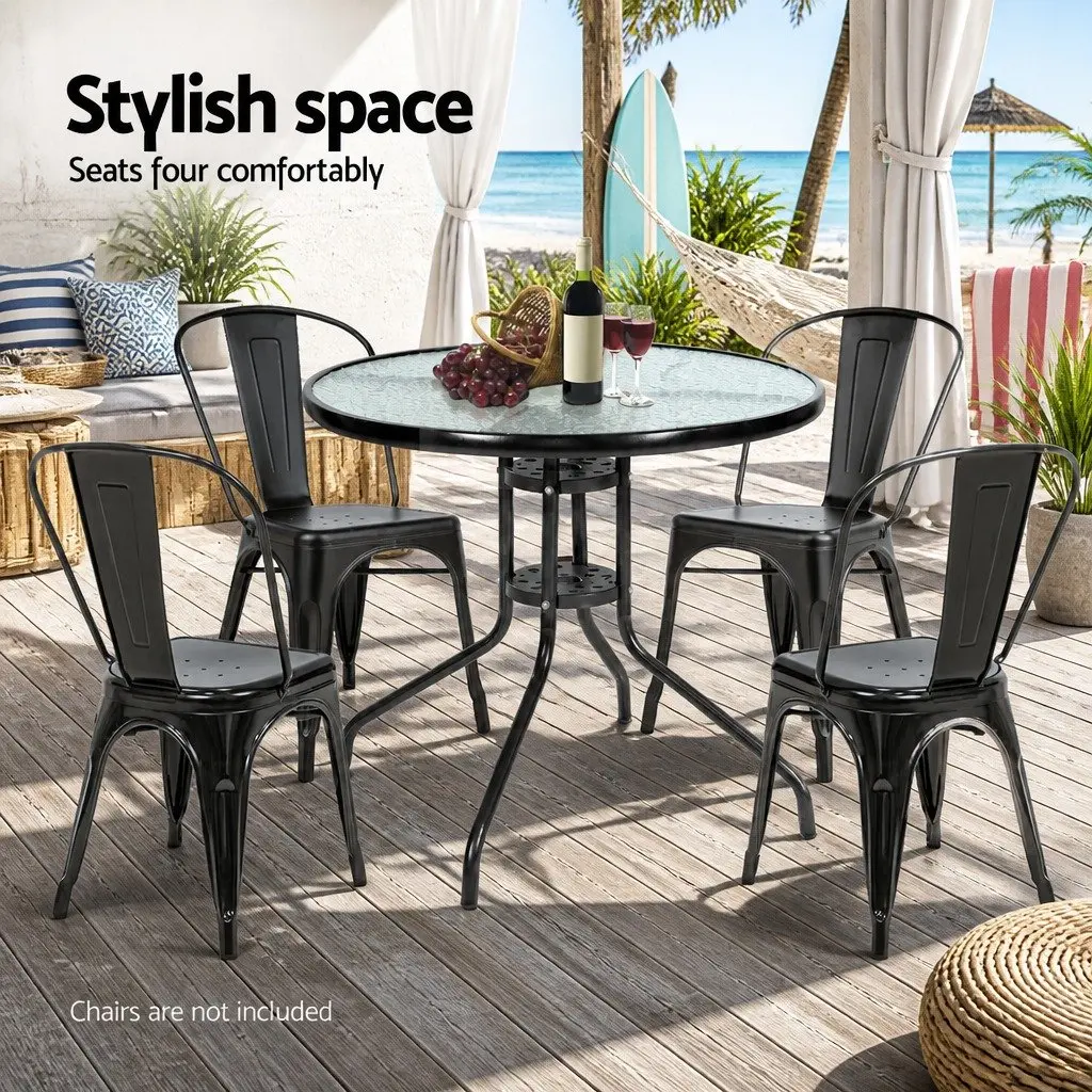 Outdoor Bar Table with Tempered Glass Top