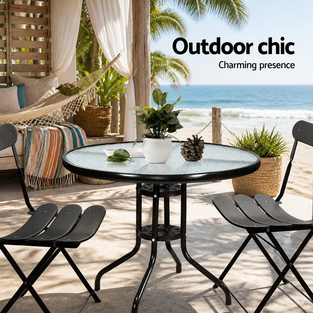 Outdoor Bar Table with Tempered Glass Top