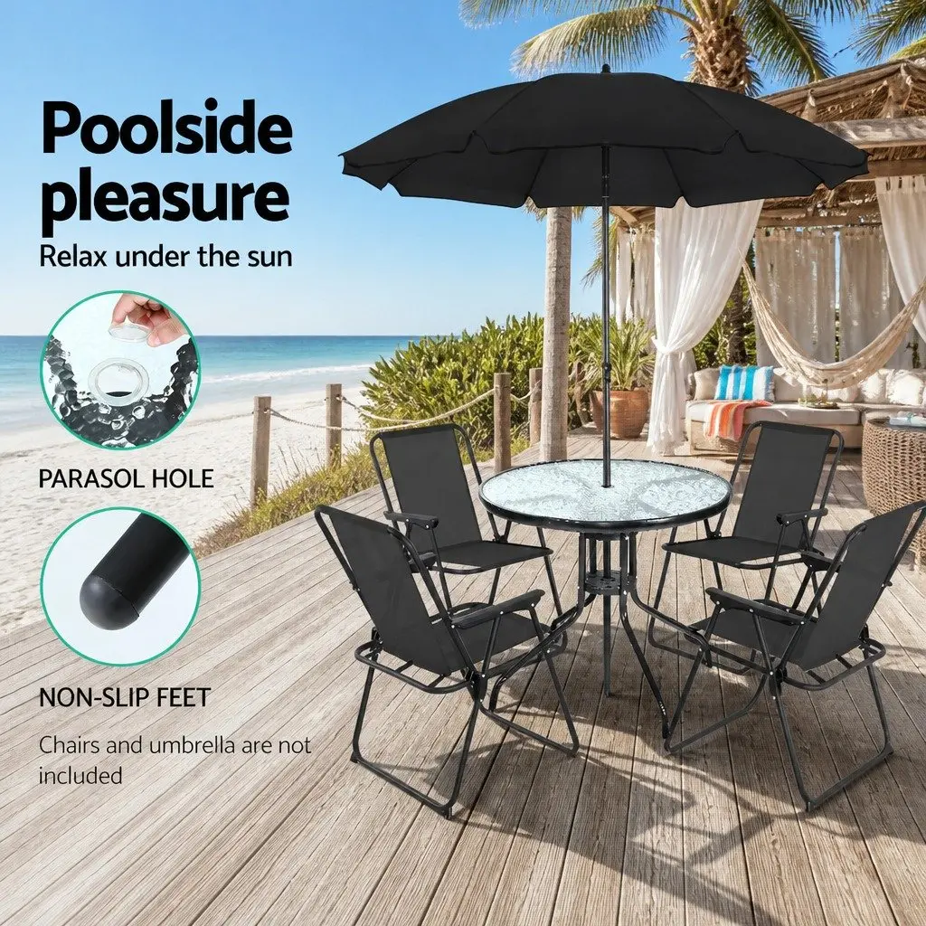 Outdoor Bar Table with Tempered Glass Top