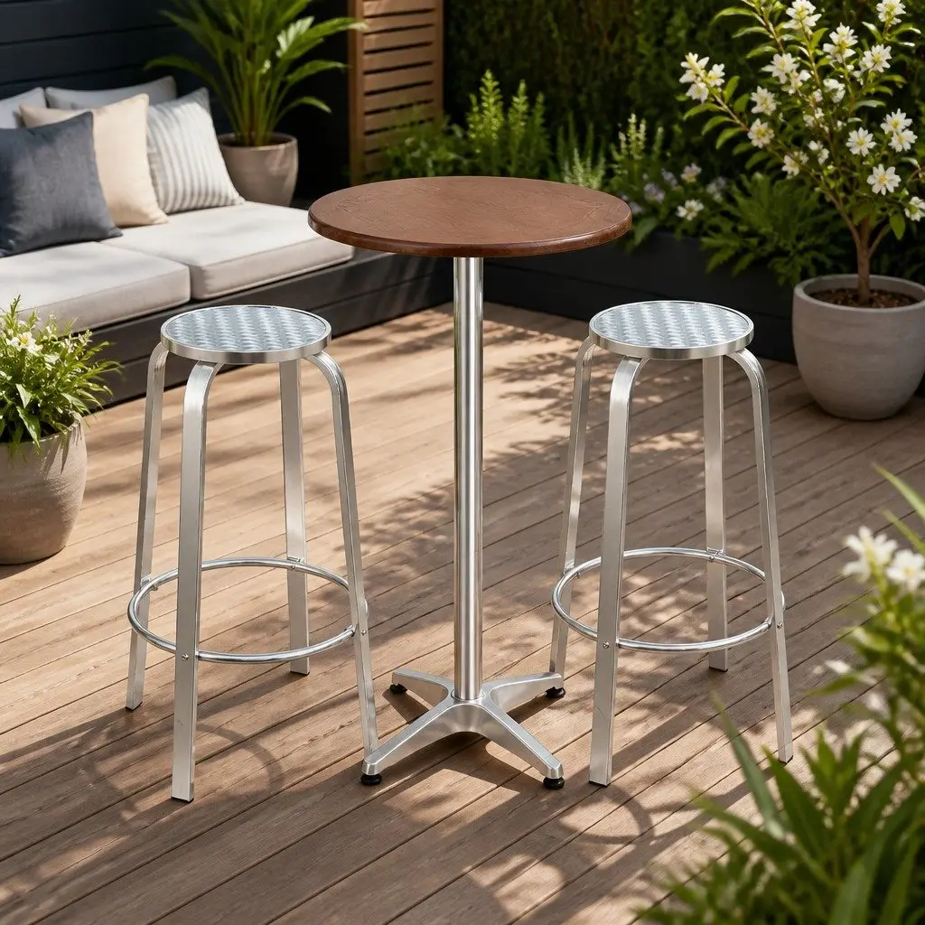 3-Piece Outdoor Bar Set with Adjustable Table