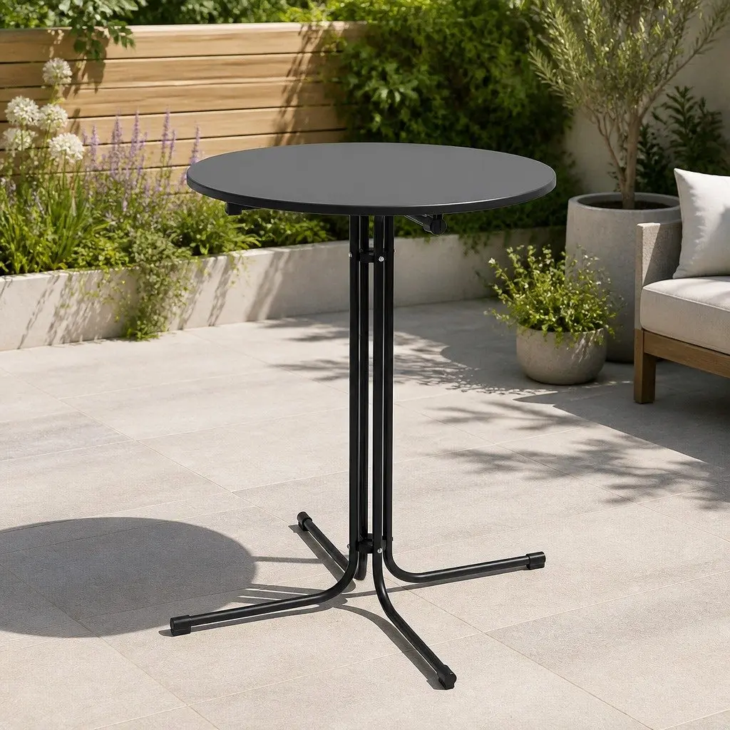 Folding Round Bar Table for Outdoor Use, 109cm Height