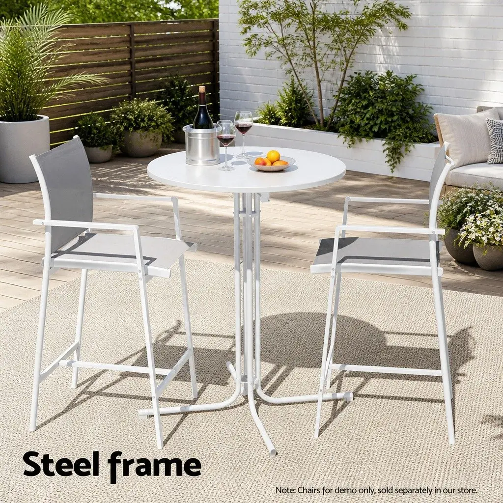 Round Bar Table Steel MDF 80cm White 109cm High