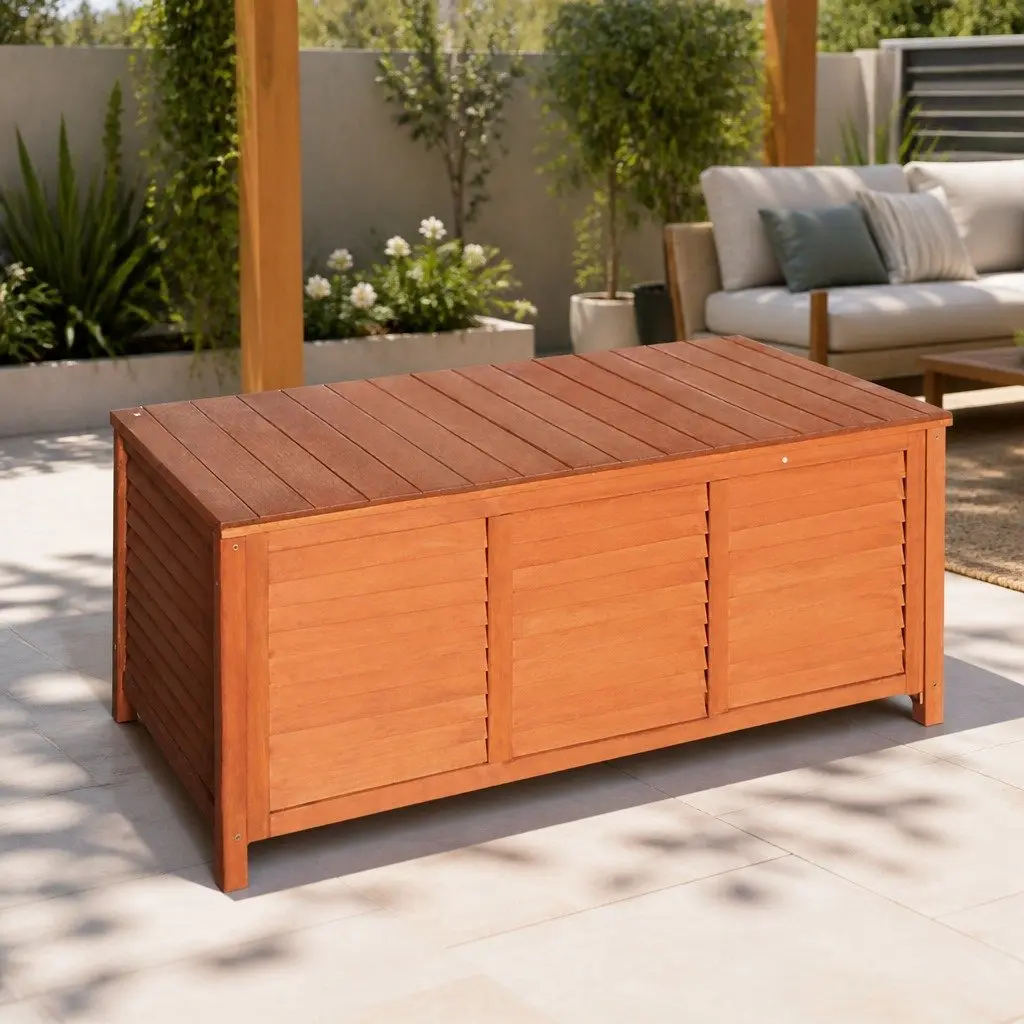 Wooden Outdoor Storage Bench Box 210L