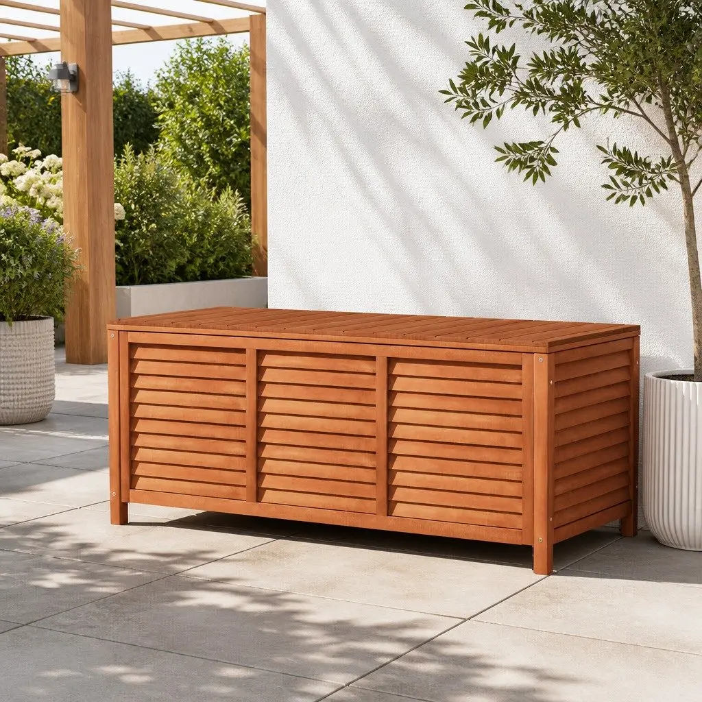 Wooden Outdoor Storage Bench Box 210L