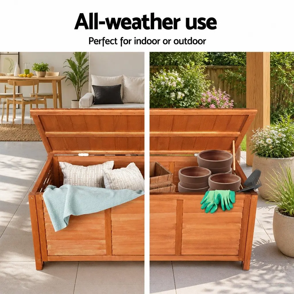 Wooden Outdoor Storage Bench Box 210L