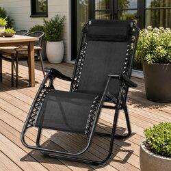 Zero Gravity Chair Folding Outdoor Recliner Adjustable Lounge Camping Black