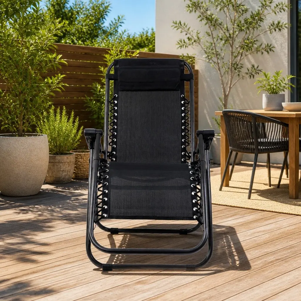 Zero Gravity Chair Folding Outdoor Recliner Black
