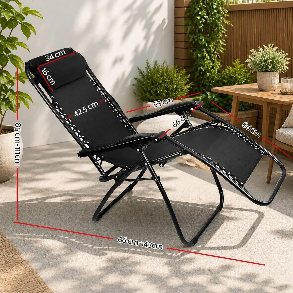 Zero Gravity Chair Folding Outdoor Recliner Black