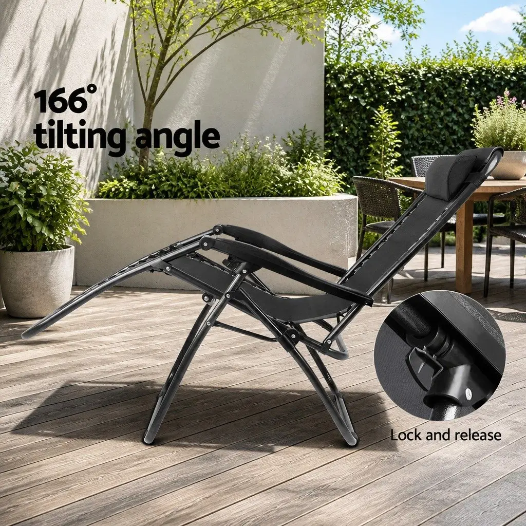 Zero Gravity Chair Folding Outdoor Recliner Black