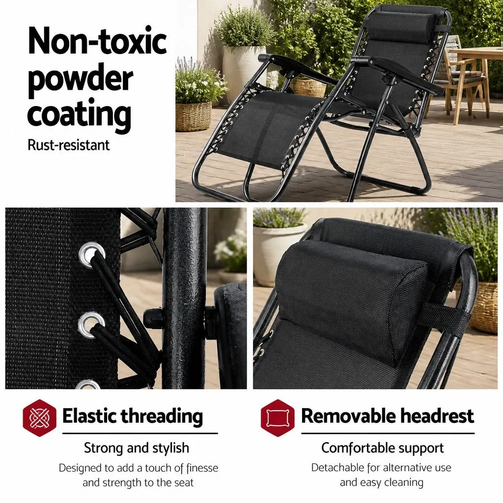 Zero Gravity Chair Folding Outdoor Recliner Black