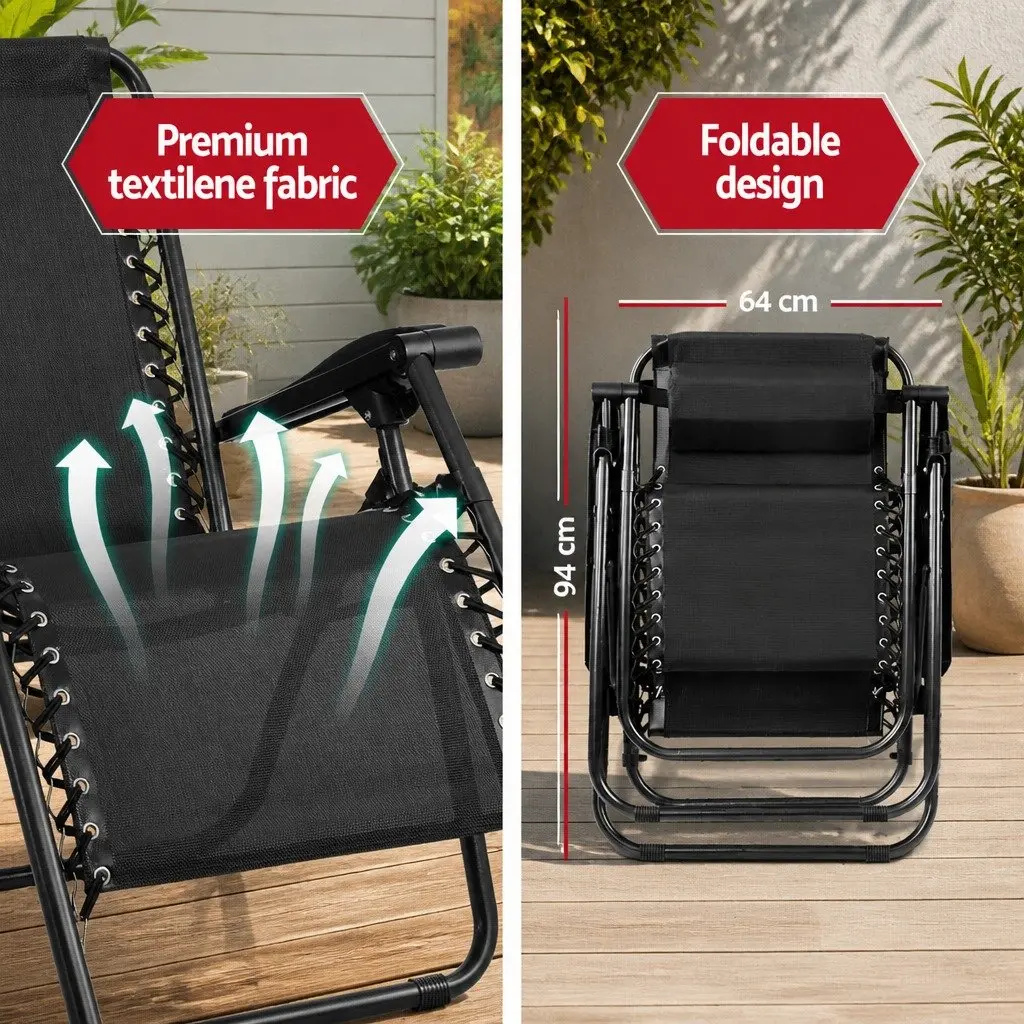 Zero Gravity Chair Folding Outdoor Recliner Black