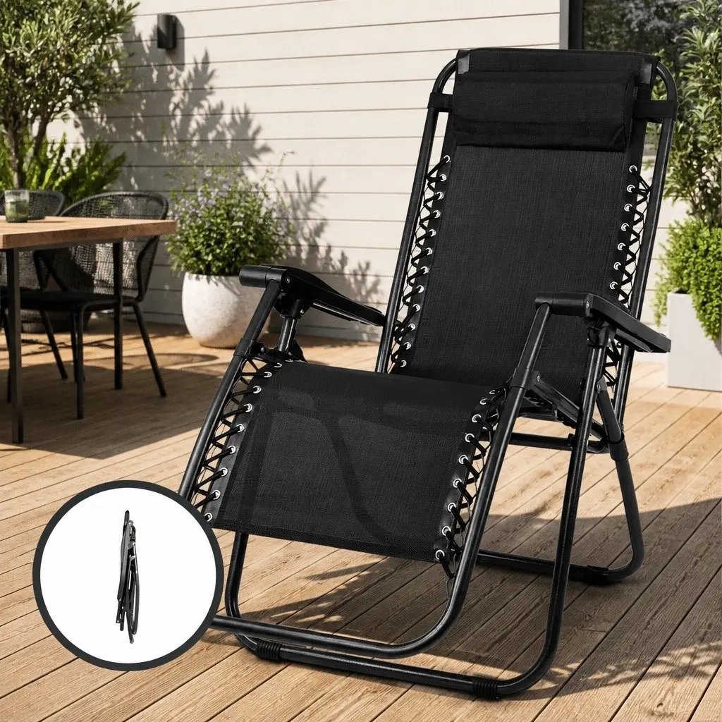 Zero Gravity Chair Folding Outdoor Recliner Black