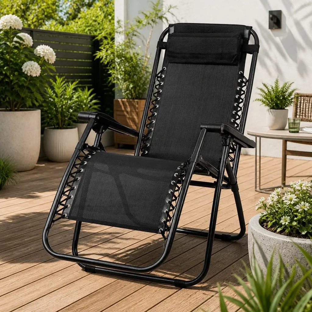 Zero Gravity Chair Folding Outdoor Recliner Black