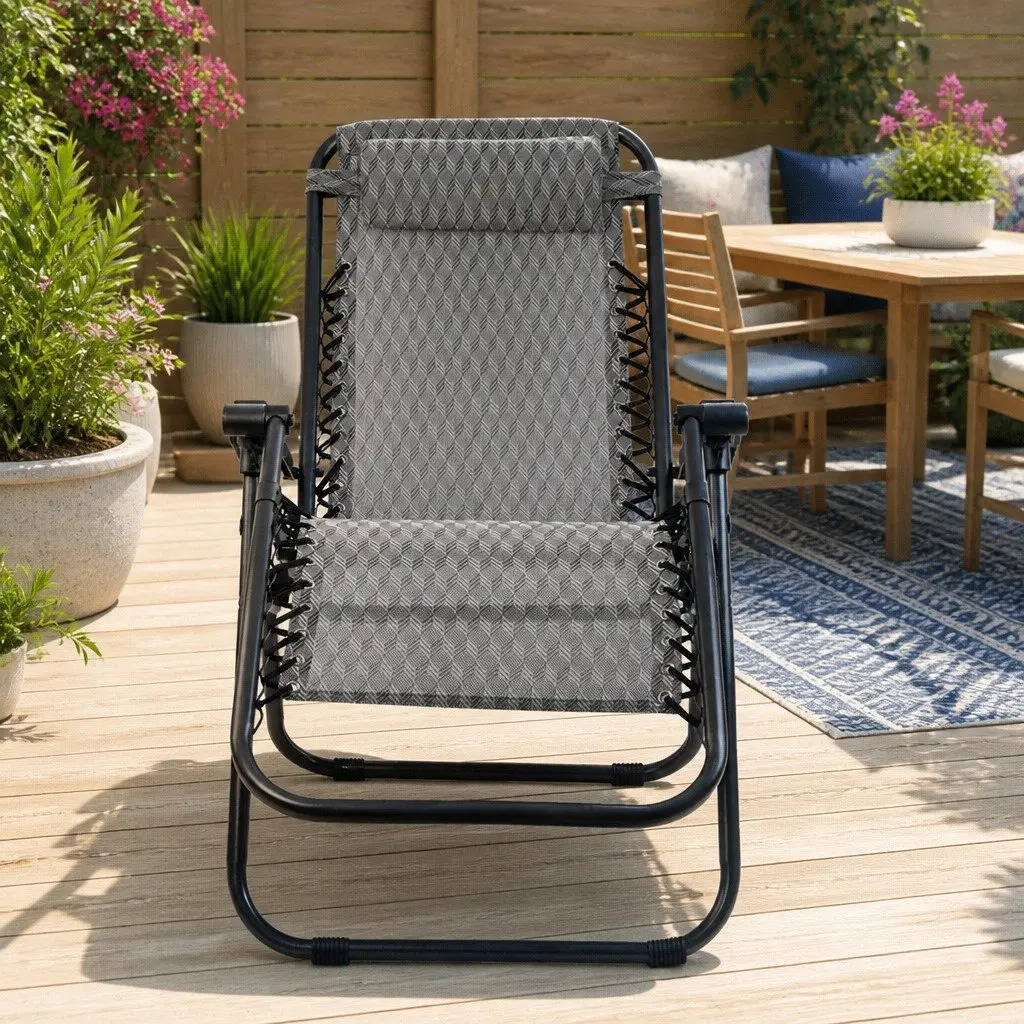 Adjustable Grey Zero Gravity Recliner Folding Chair