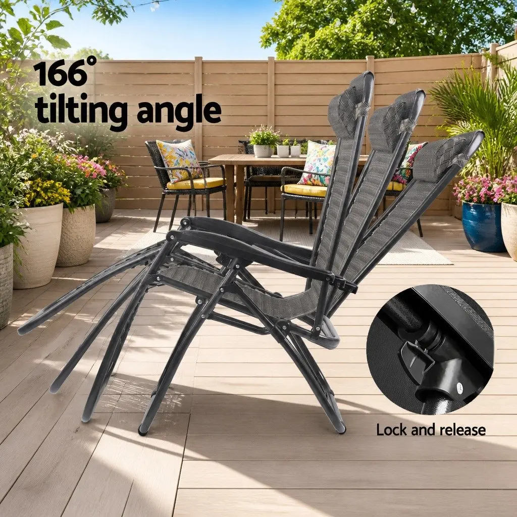 Adjustable Grey Zero Gravity Recliner Folding Chair