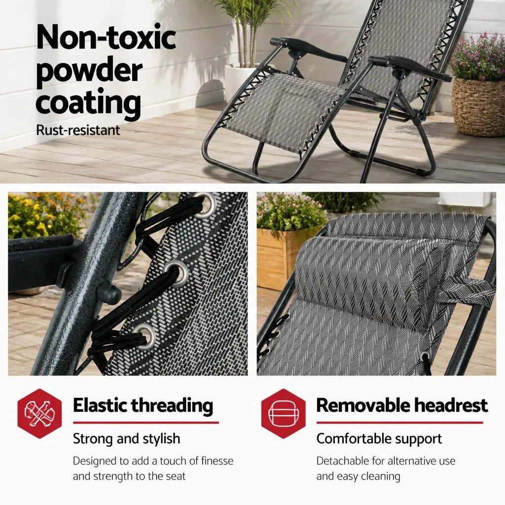 Adjustable Grey Zero Gravity Recliner Folding Chair