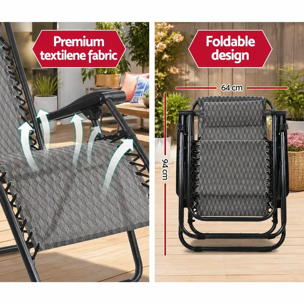 Adjustable Grey Zero Gravity Recliner Folding Chair