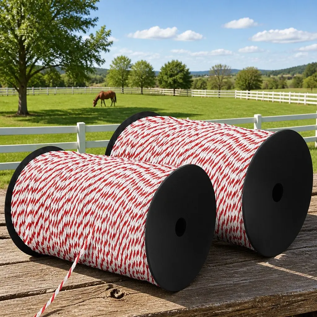 Electric Fence Polyrope Stainless Steel 4mm 500m Red White