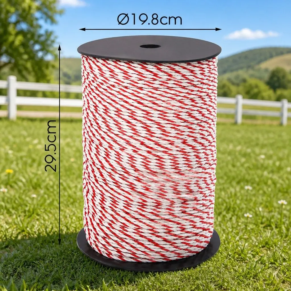 Electric Fence Polyrope Stainless Steel 4mm 500m Red White