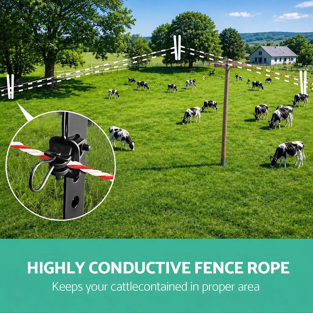 Electric Fence Polyrope Stainless Steel 4mm 500m Red White