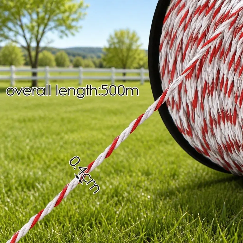 Electric Fence Polyrope Stainless Steel 4mm 500m Red White