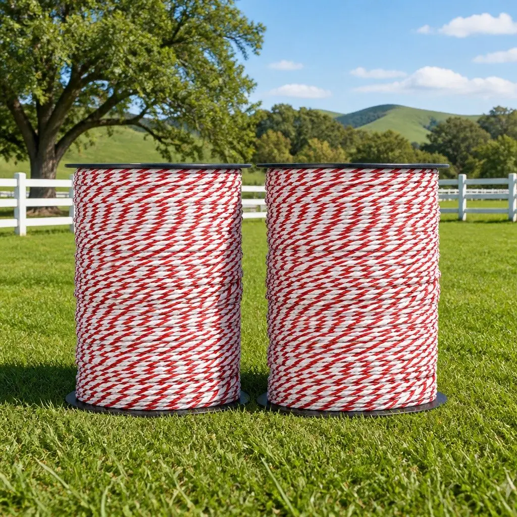 Electric Fence Polyrope Stainless Steel 4mm 500m Red White