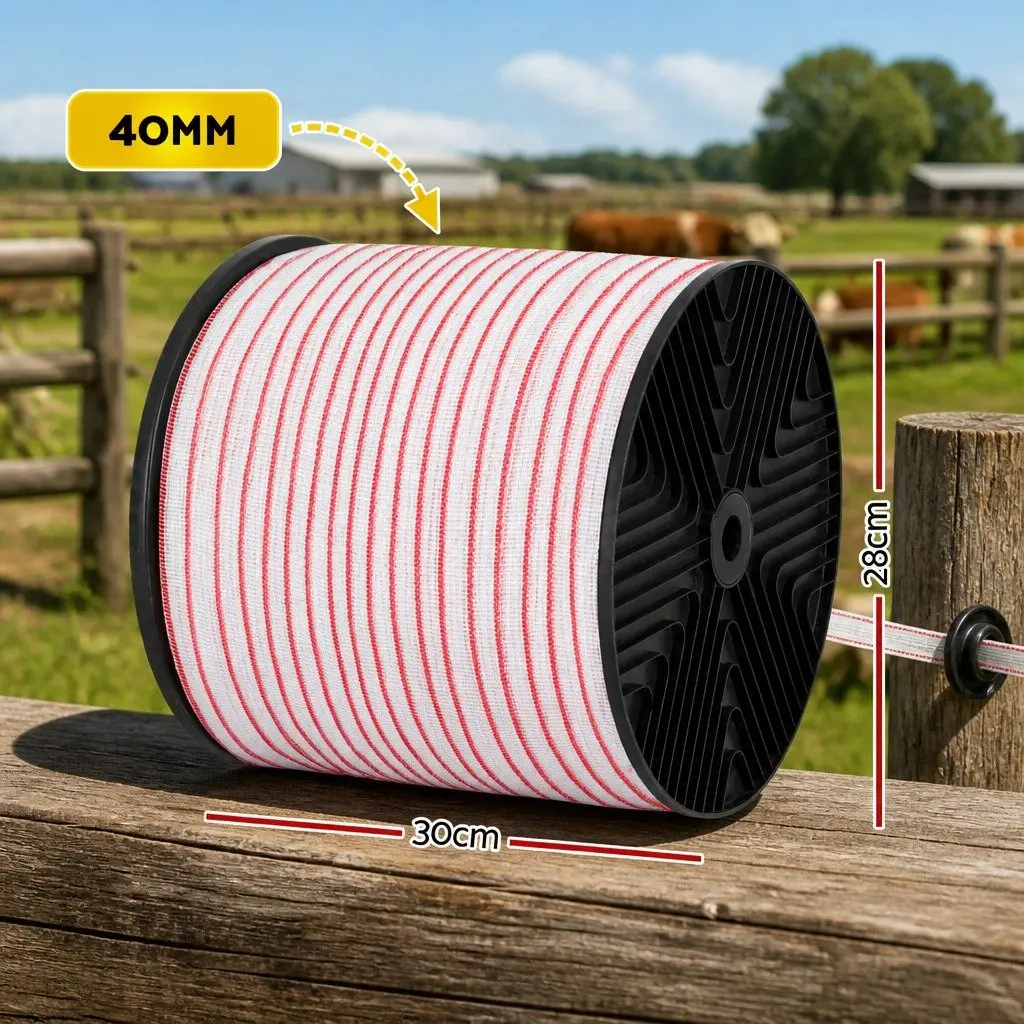Electric Fence Polytape UV Resistant 400M Red White High Visibility