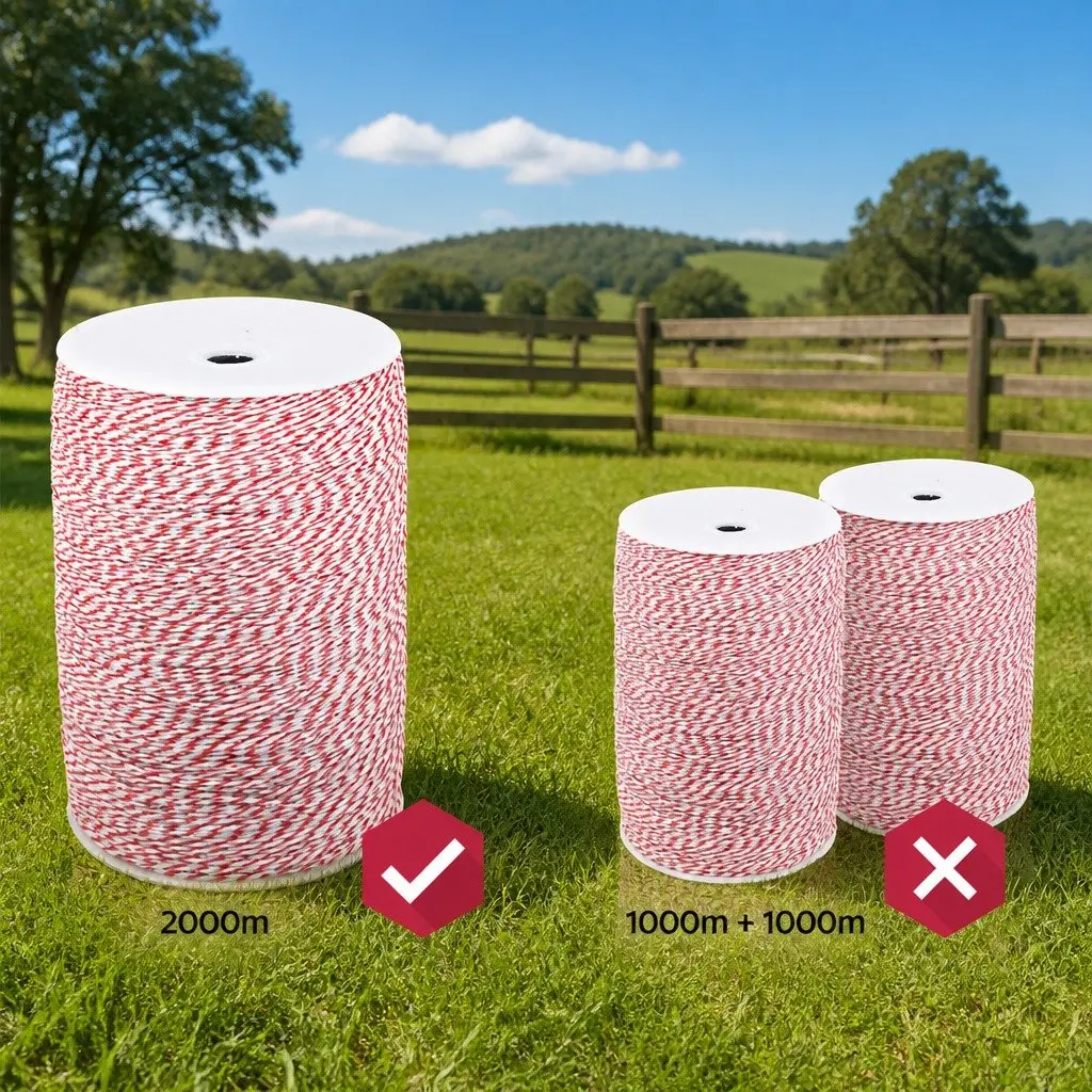 Electric Fence Poly Wire 2000M Red White