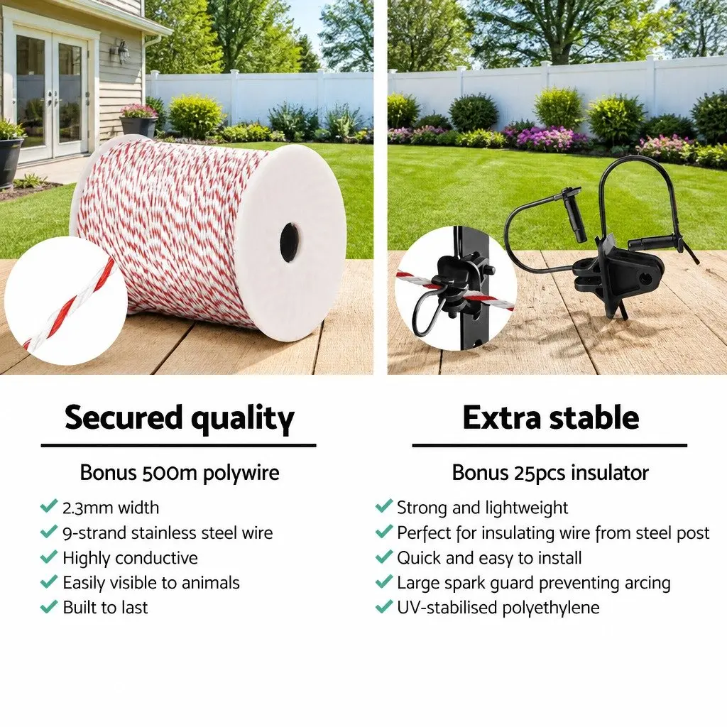 Electric Fence Polytape 500M Stainless Steel 12mm Red White